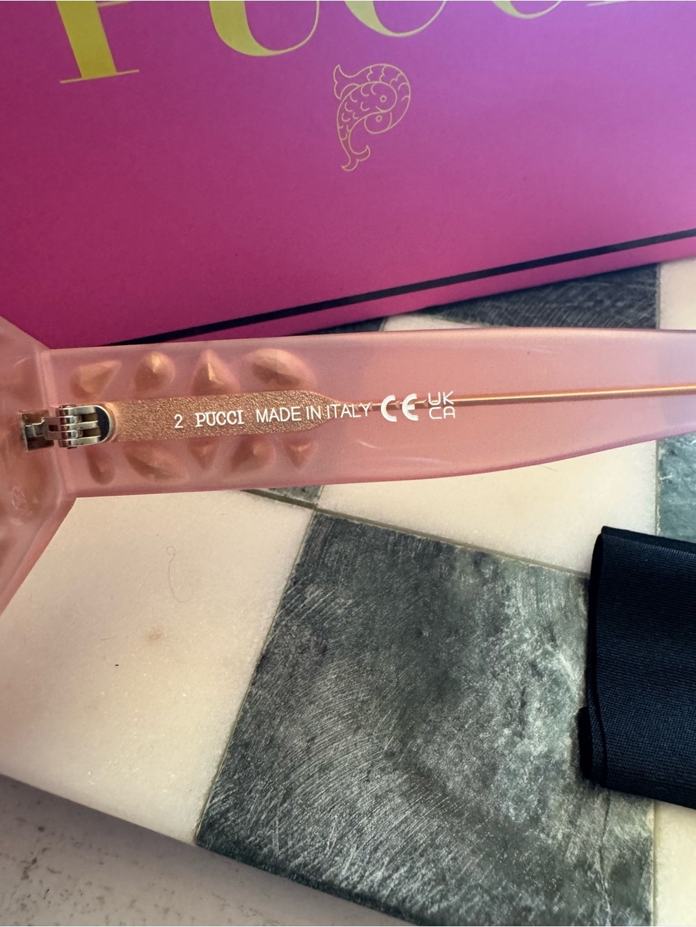 PUCCI Limited Edition Pink Crystal-Embellished Cat Eye Sunglasses New - Picture 6 of 12